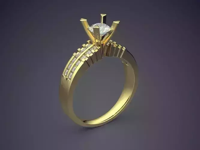 Simple Ring With Medium Sized Diamond CAD 5135 3D print model
