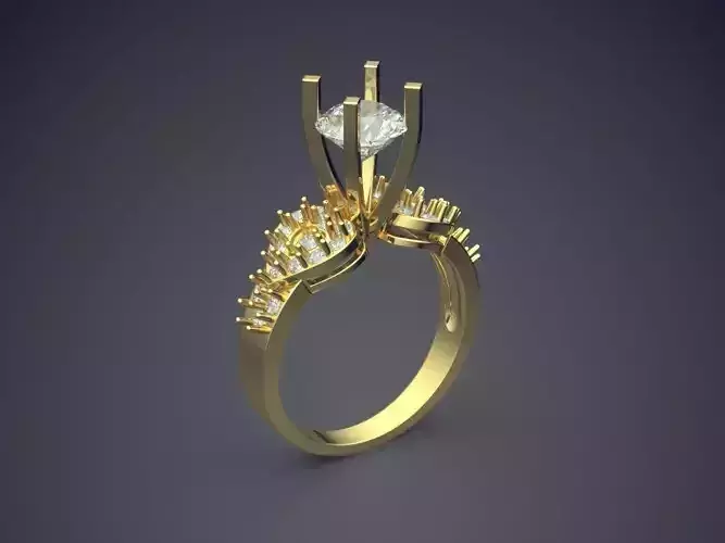 Luxury Ring With Heart Shaped Ornaments On The Sides CAD 5130 3D print model