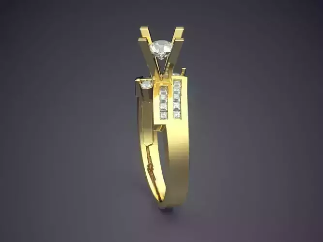 Ring With Diamond And Little Columns CAD 5126
