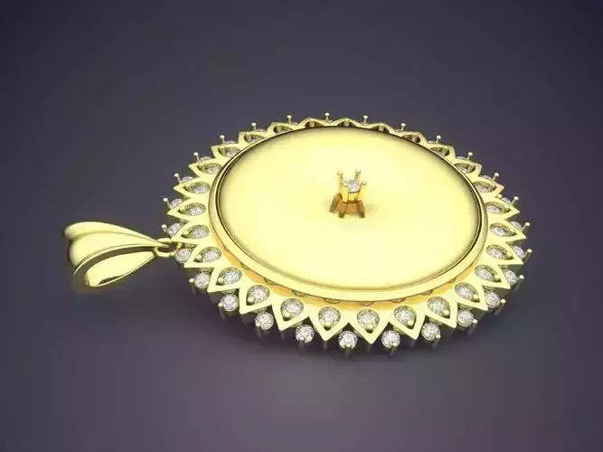 Pendant With Tiny Diamonds And Spikes On The Side CAD 5125