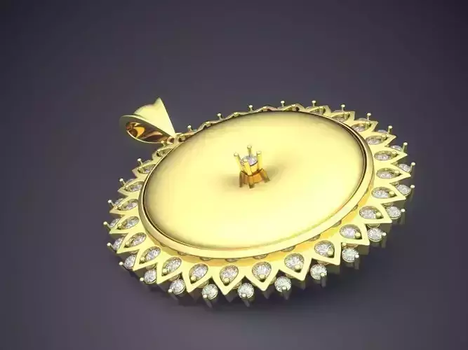 Pendant With Tiny Diamonds And Spikes On The Side CAD 5125 3D print model