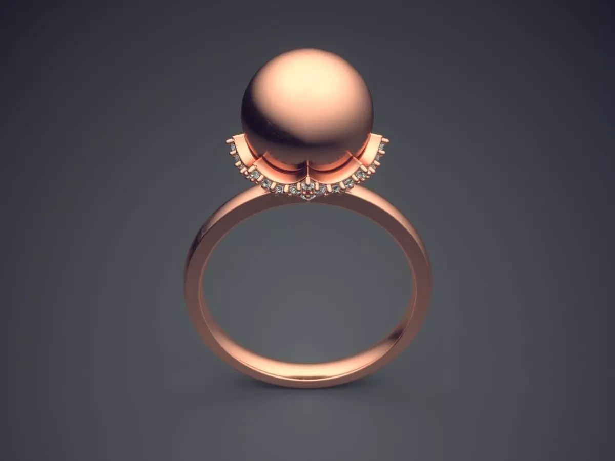 Thin Simple Ring With Huge Sphere On Top CAD 5121 3D print model_2