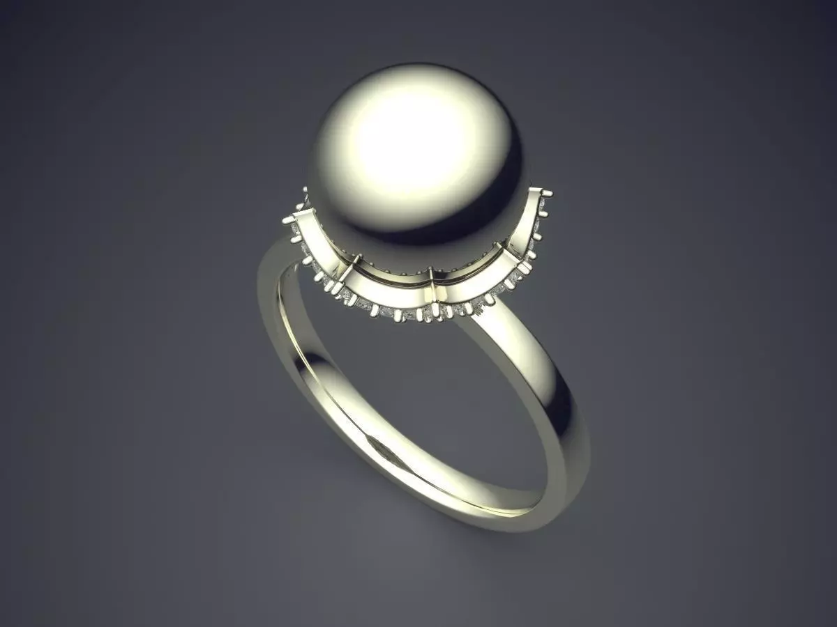 Thin Simple Ring With Huge Sphere On Top CAD 5121 3D print model_1