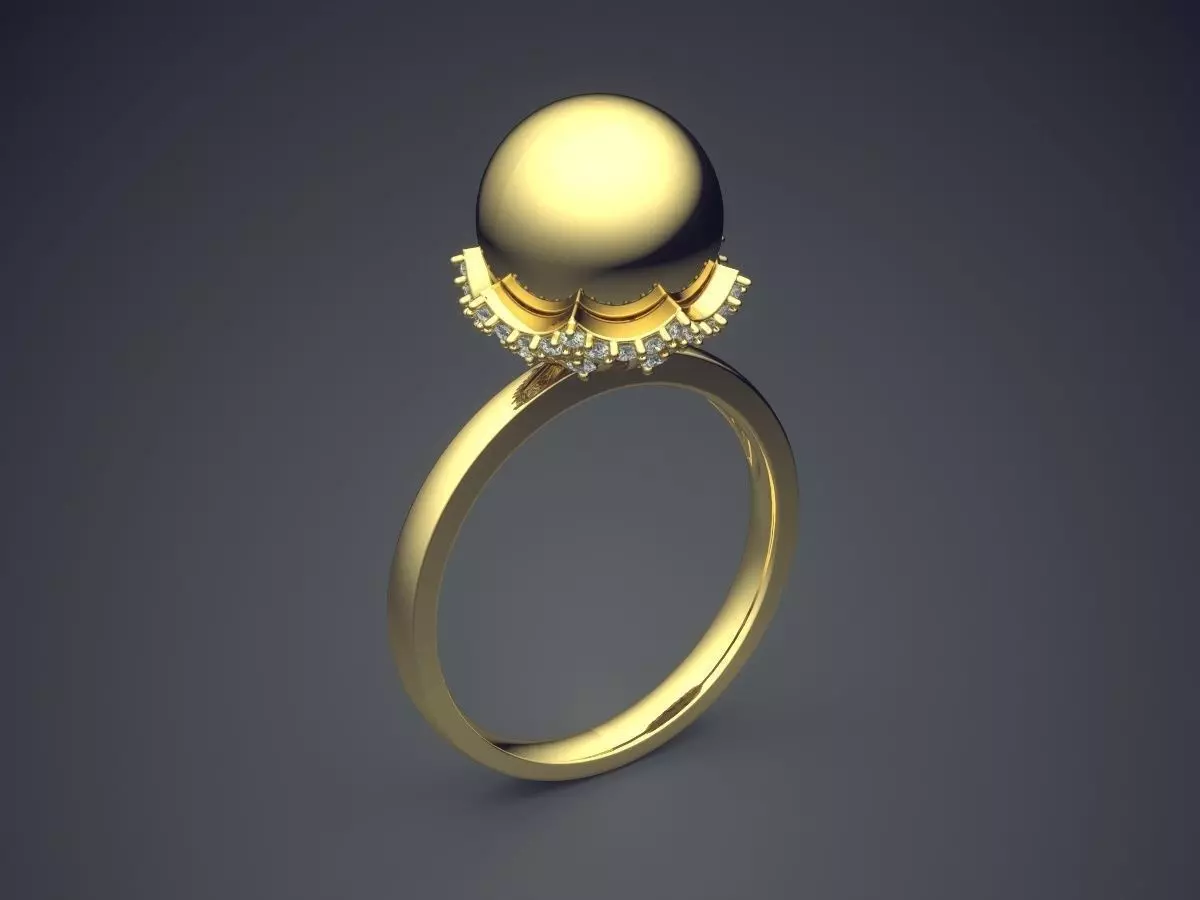 Thin Simple Ring With Huge Sphere On Top CAD 5121 3D print model_0