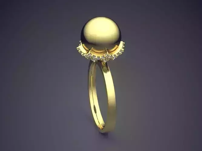 Thin Simple Ring With Huge Sphere On Top CAD 5121