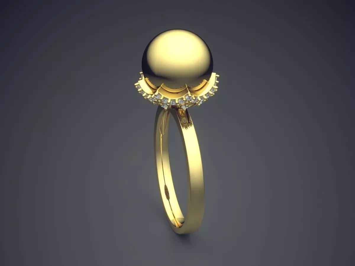 Thin Simple Ring With Huge Sphere On Top CAD 5121 3D print model_3