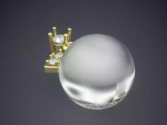 Pendant With Giant Sphere Diamond CAD 5116 3D print model