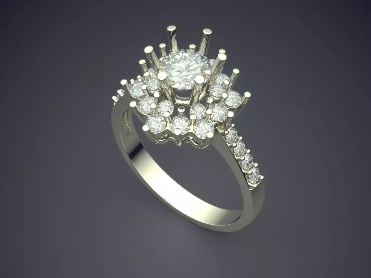 Luxurious Ring With Mountain Of Diamonds On Top CAD 5113 3D print model_1