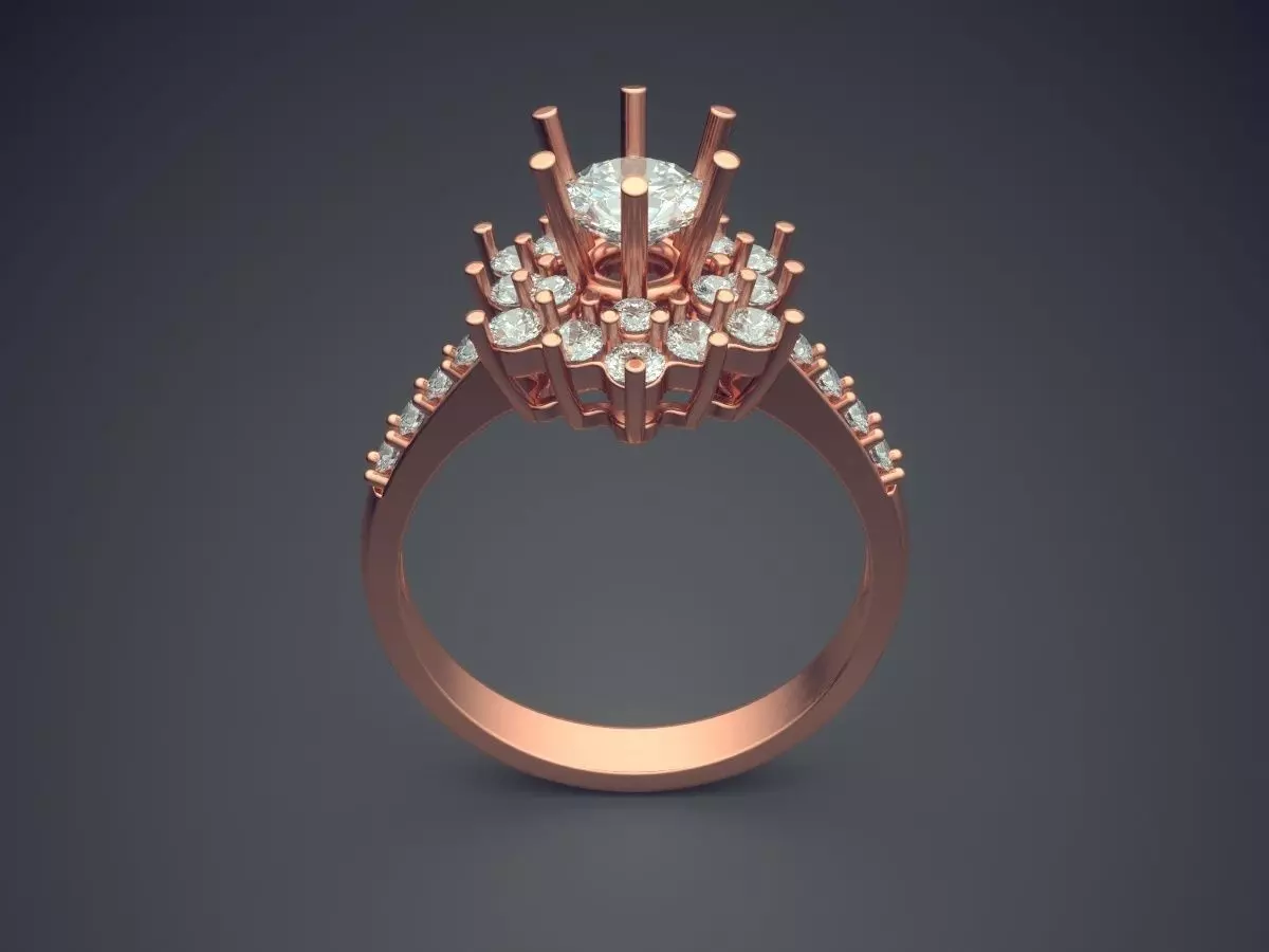 Luxurious Ring With Mountain Of Diamonds On Top CAD 5113 3D print model_2