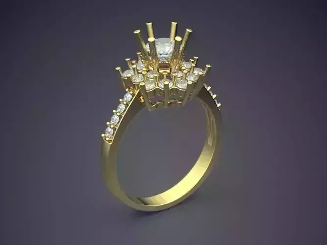 Luxurious Ring With Mountain Of Diamonds On Top CAD 5113 3D print model