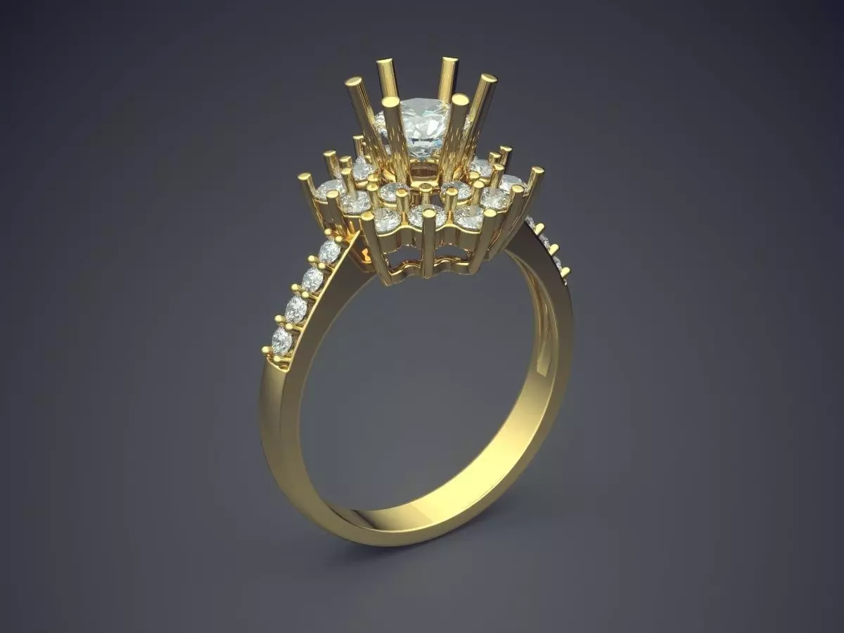 Luxurious Ring With Mountain Of Diamonds On Top CAD 5113 3D print model_0