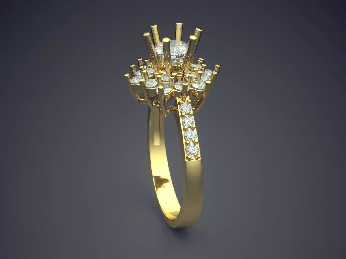 Luxurious Ring With Mountain Of Diamonds On Top CAD 5113 3D print model_3