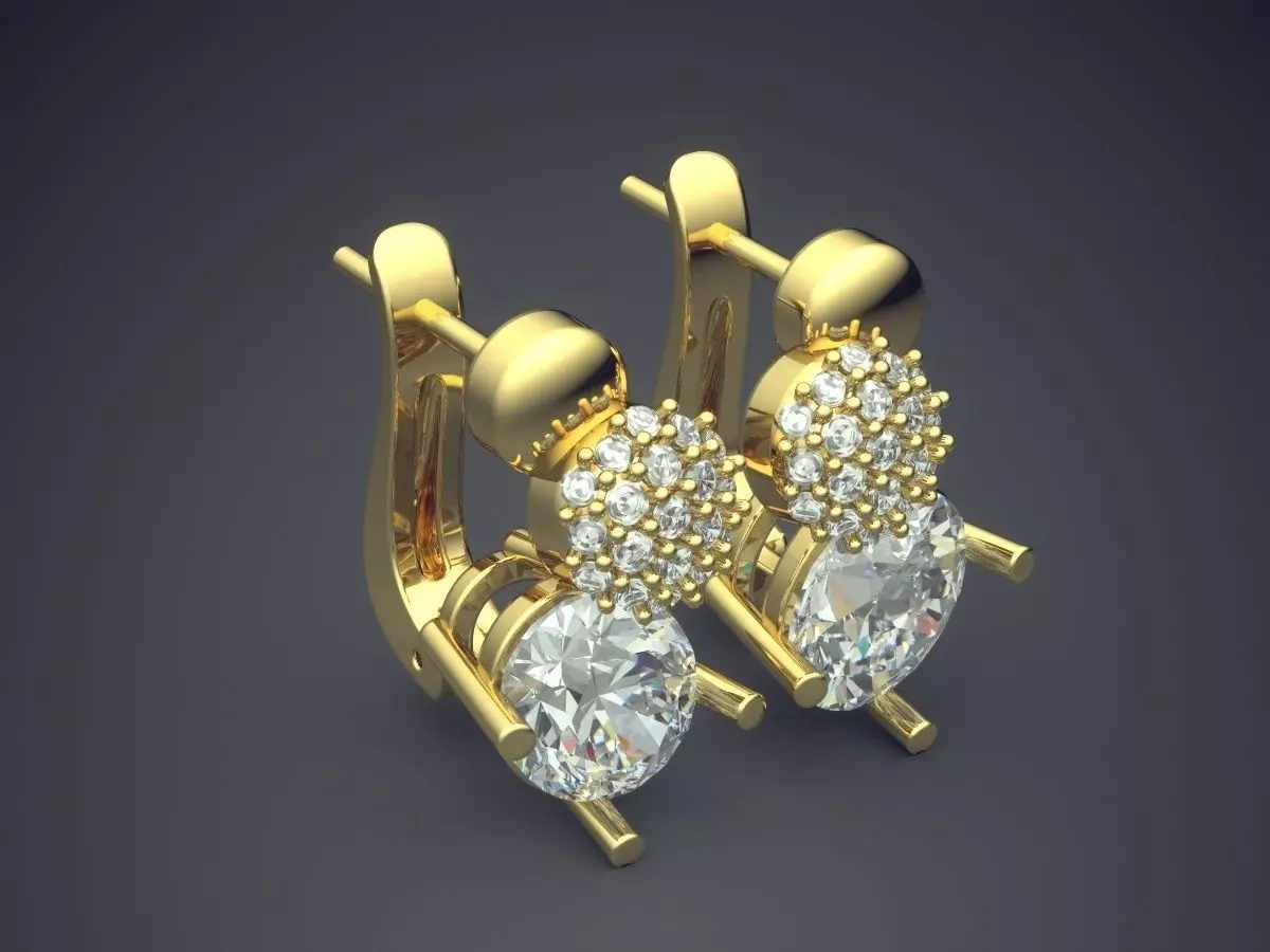 Clipping Earrings With Two Diamonds CAD 5114 3D print model