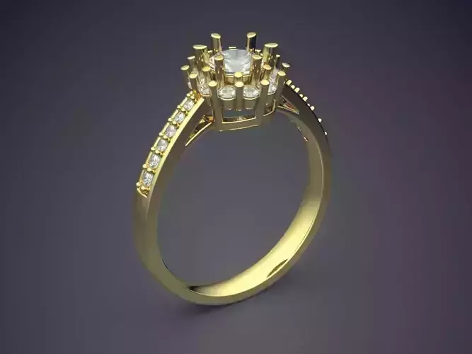 Ring With Intertwined Crowns And Diamonds CAD 5108 3D print model