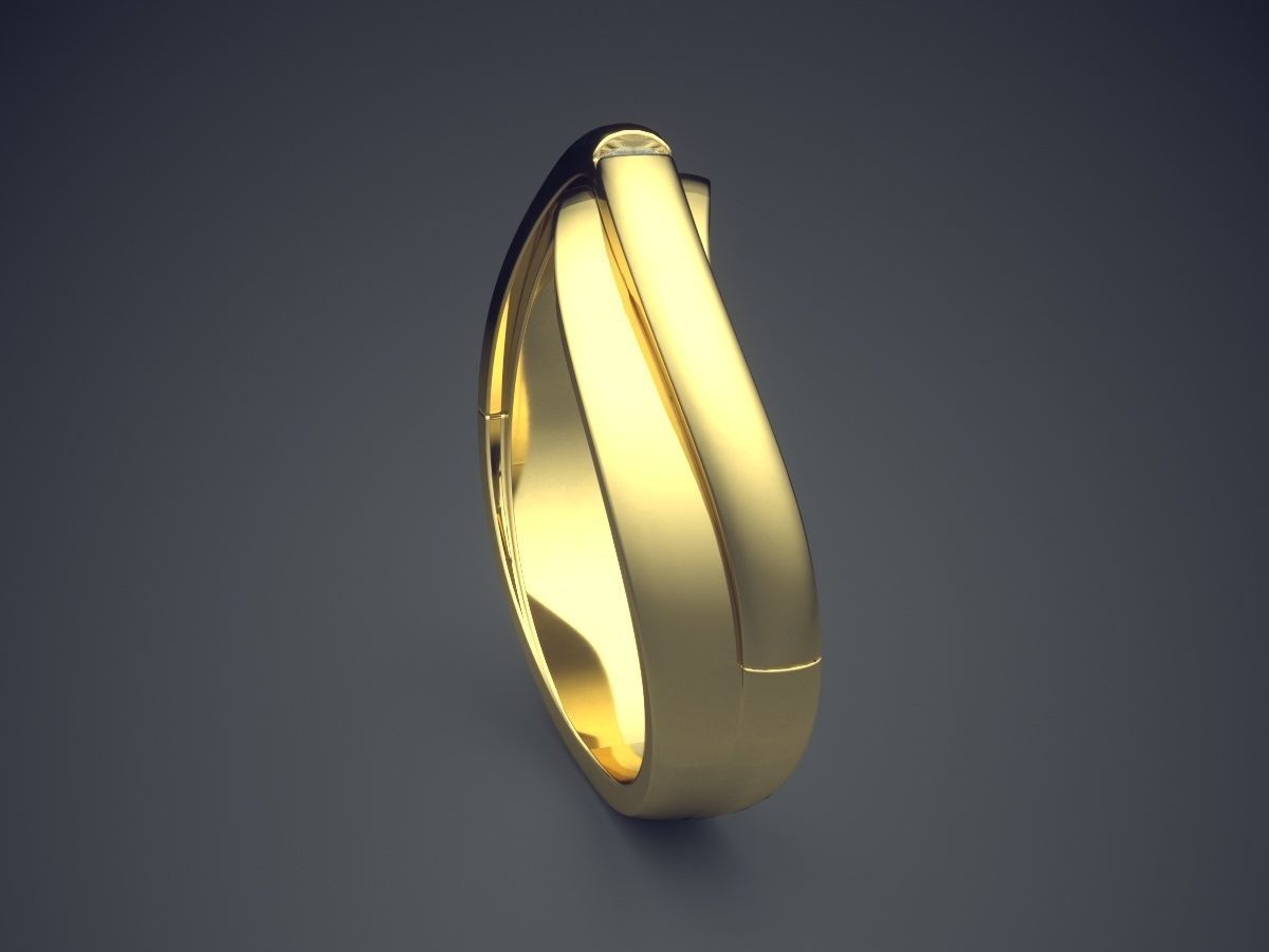 Two Intertwined Ring With Tiny Diamond CAD 5104 3D print model_3
