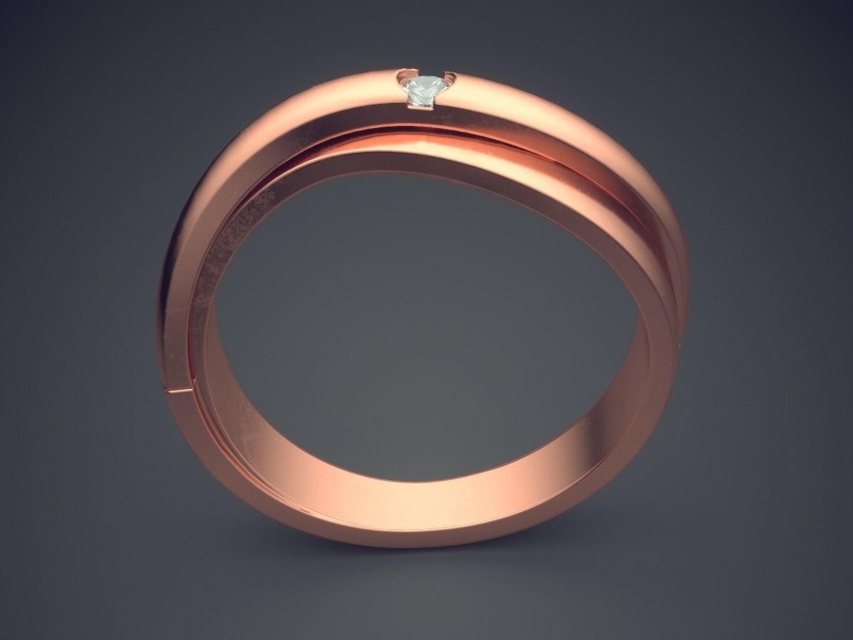 Two Intertwined Ring With Tiny Diamond CAD 5104 3D print model_2