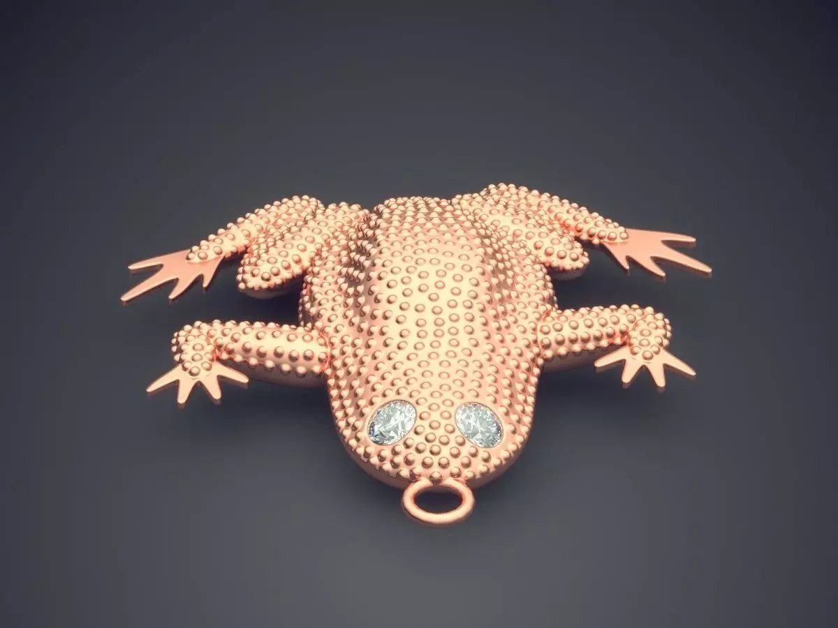 Frog Shaped Pendant With Diamond As Eyes CAD 5105 3D print model_2