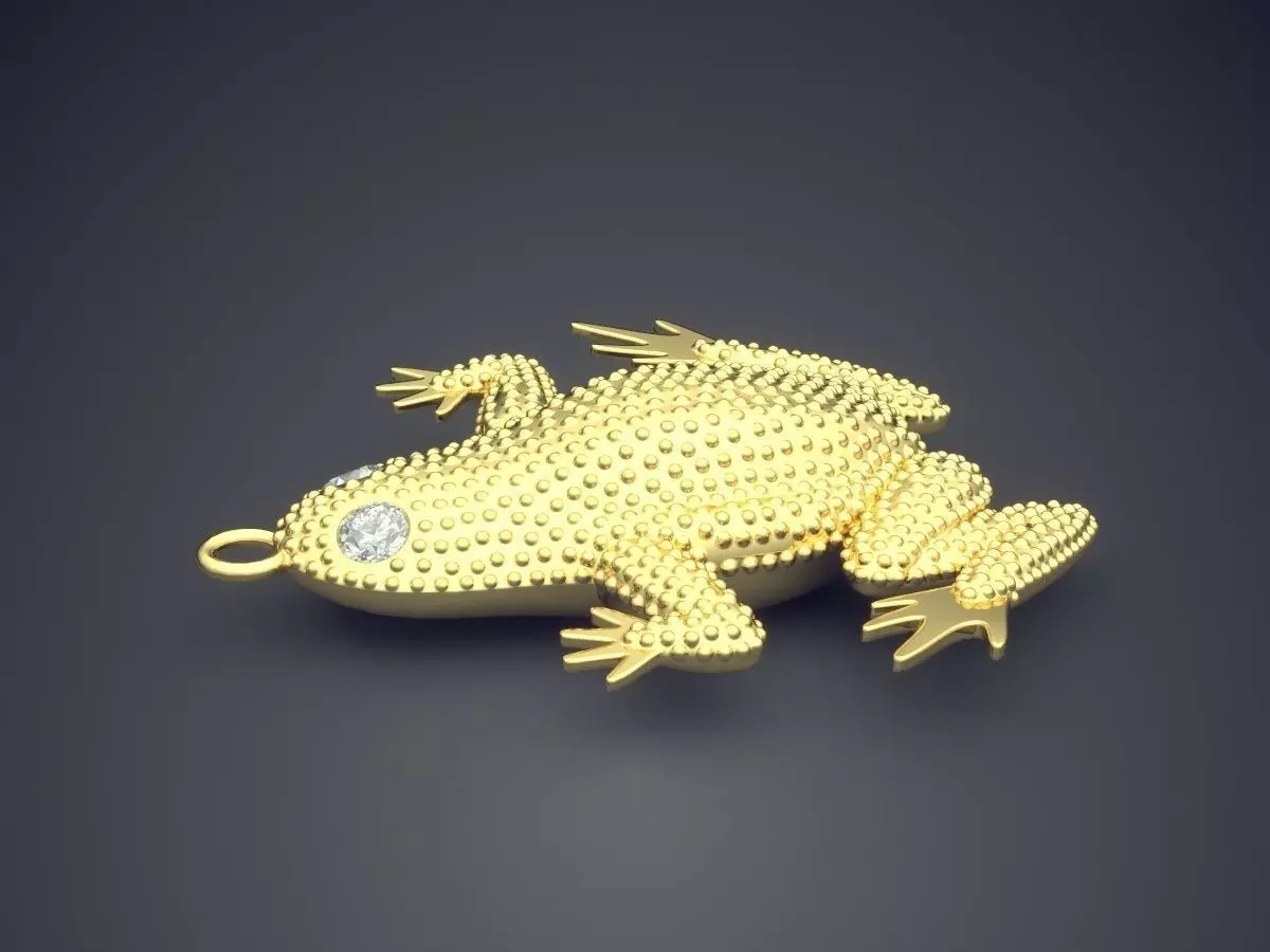 Frog Shaped Pendant With Diamond As Eyes CAD 5105 3D print model_3
