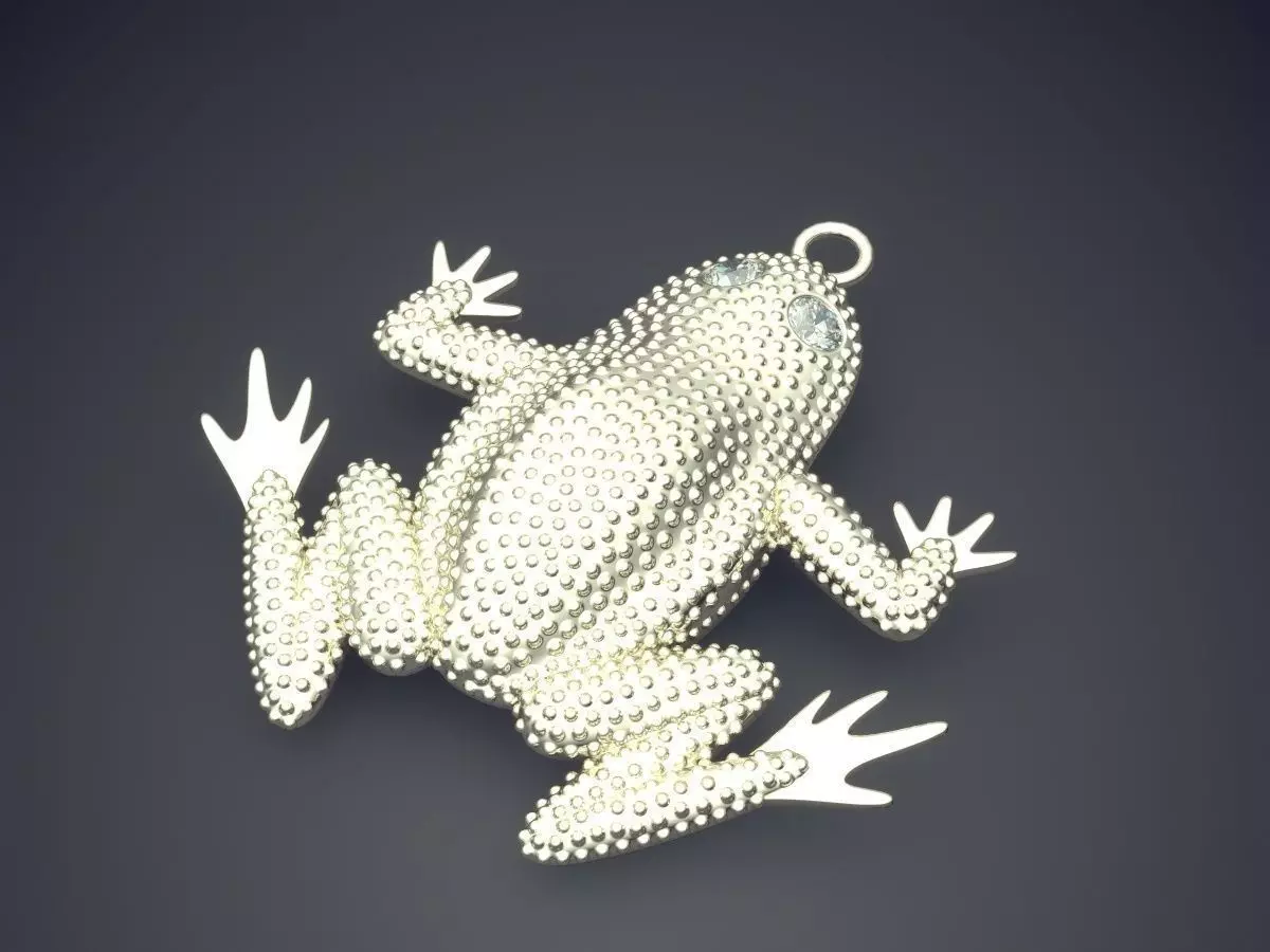 Frog Shaped Pendant With Diamond As Eyes CAD 5105 3D print model_1