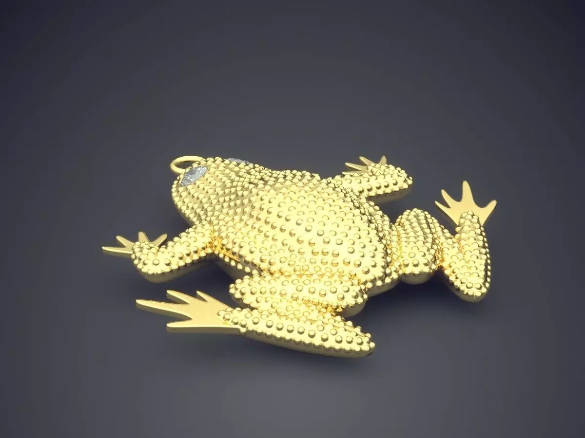 Frog Shaped Pendant With Diamond As Eyes CAD 5105 3D print model_0