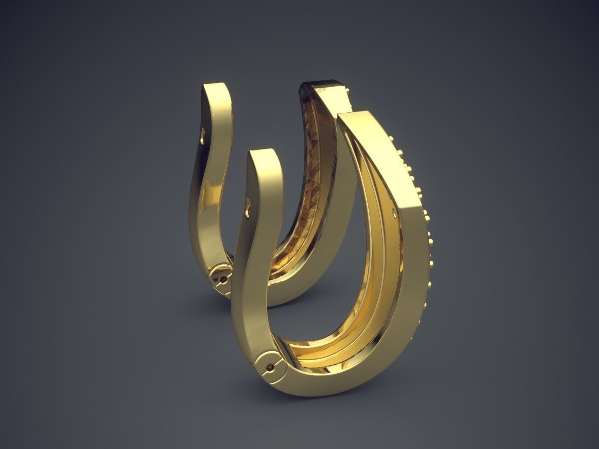 Clipping Earrings With Tiny Diamonds CAD 5101 3D print model_3