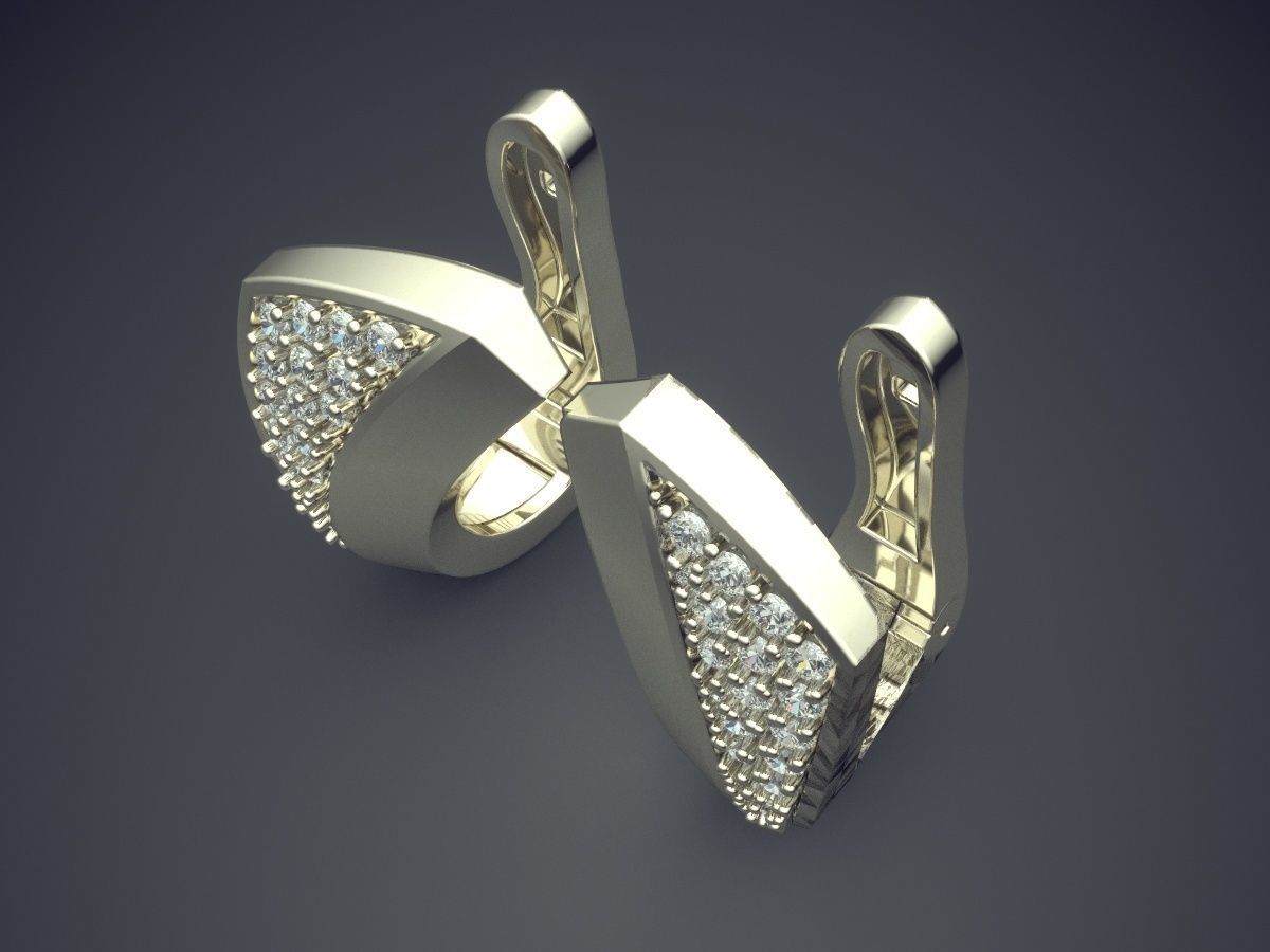 Clipping Earrings With Tiny Diamonds CAD 5101 3D print model_1
