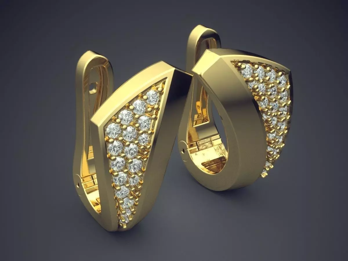 Clipping Earrings With Tiny Diamonds CAD 5101 3D print model_0