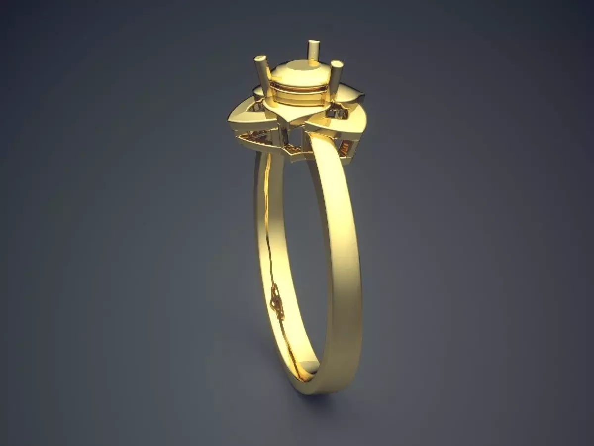 Simple Ring With Triangle Shaped Ornament CAD 5095 3D print model_3