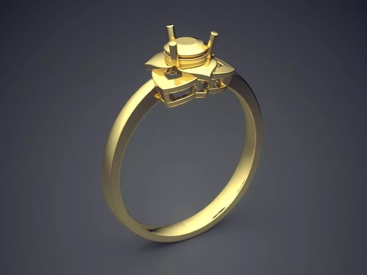Simple Ring With Triangle Shaped Ornament CAD 5095 3D print model_0