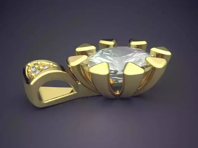 Pendant With Spikes On The Sides And Diamond CAD 5089