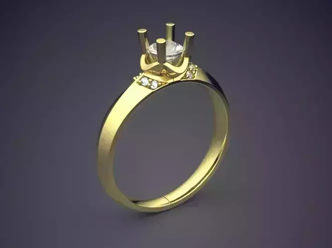 Simple Ring With Small Diamond CAD 5086