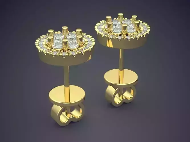 Circle Earrings With Tiny Diamonds CAD 5087 3D print model