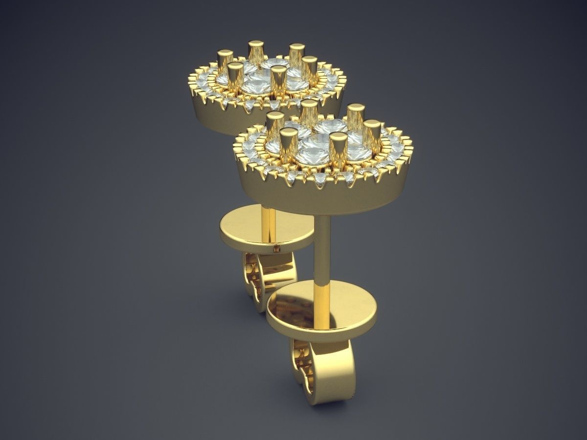 Circle Earrings With Tiny Diamonds CAD 5087 3D print model_3