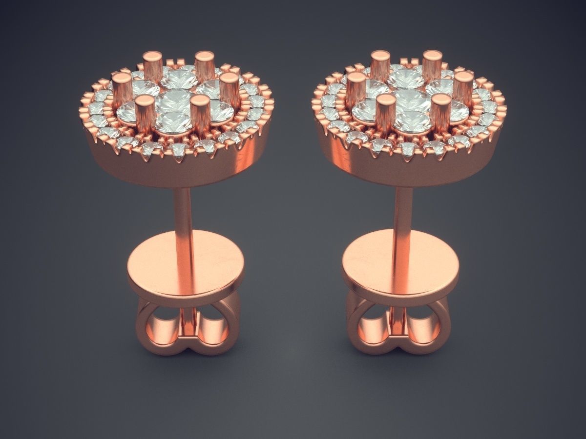 Circle Earrings With Tiny Diamonds CAD 5087 3D print model_2