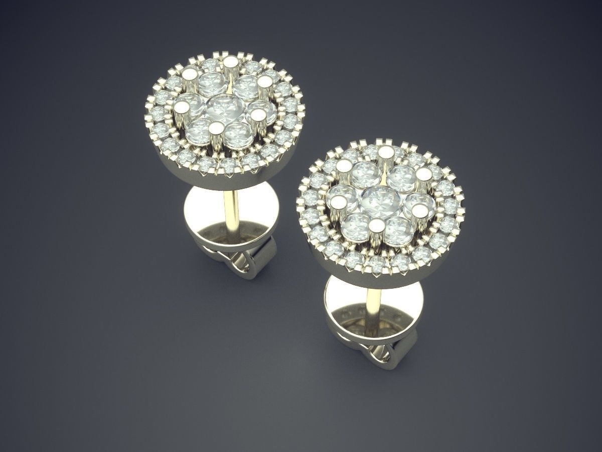 Circle Earrings With Tiny Diamonds CAD 5087 3D print model_1