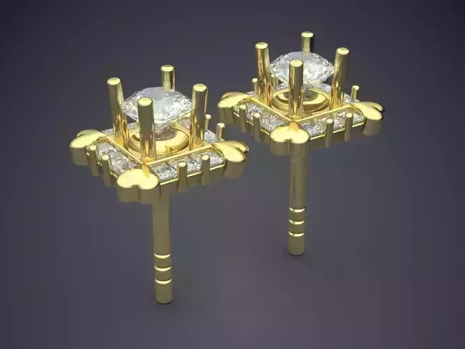 Luxury Earrings With Small Diamonds CAD 5083 3D print model