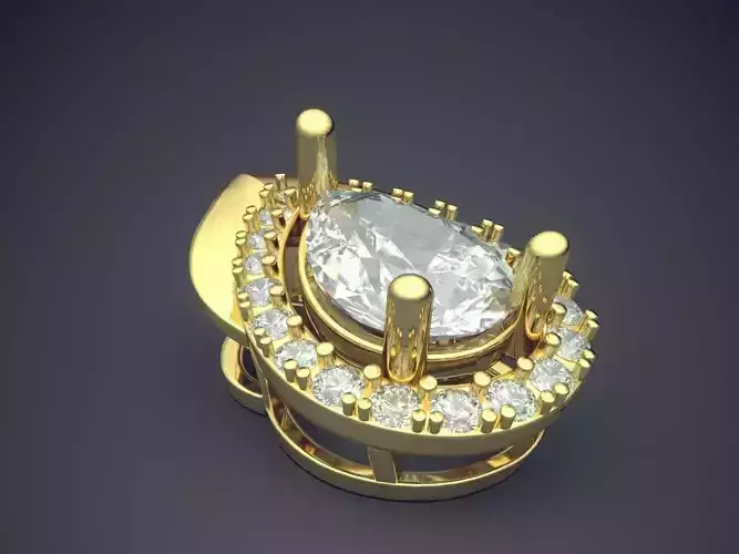 Drop Shaped Pendant With Big Diamond CAD 5085