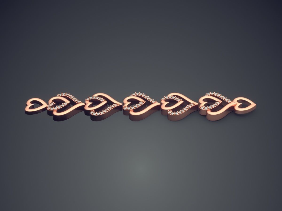 Bracelet Made From Ornaments Shaped Like Hearts CAD 5088 3D print model_2