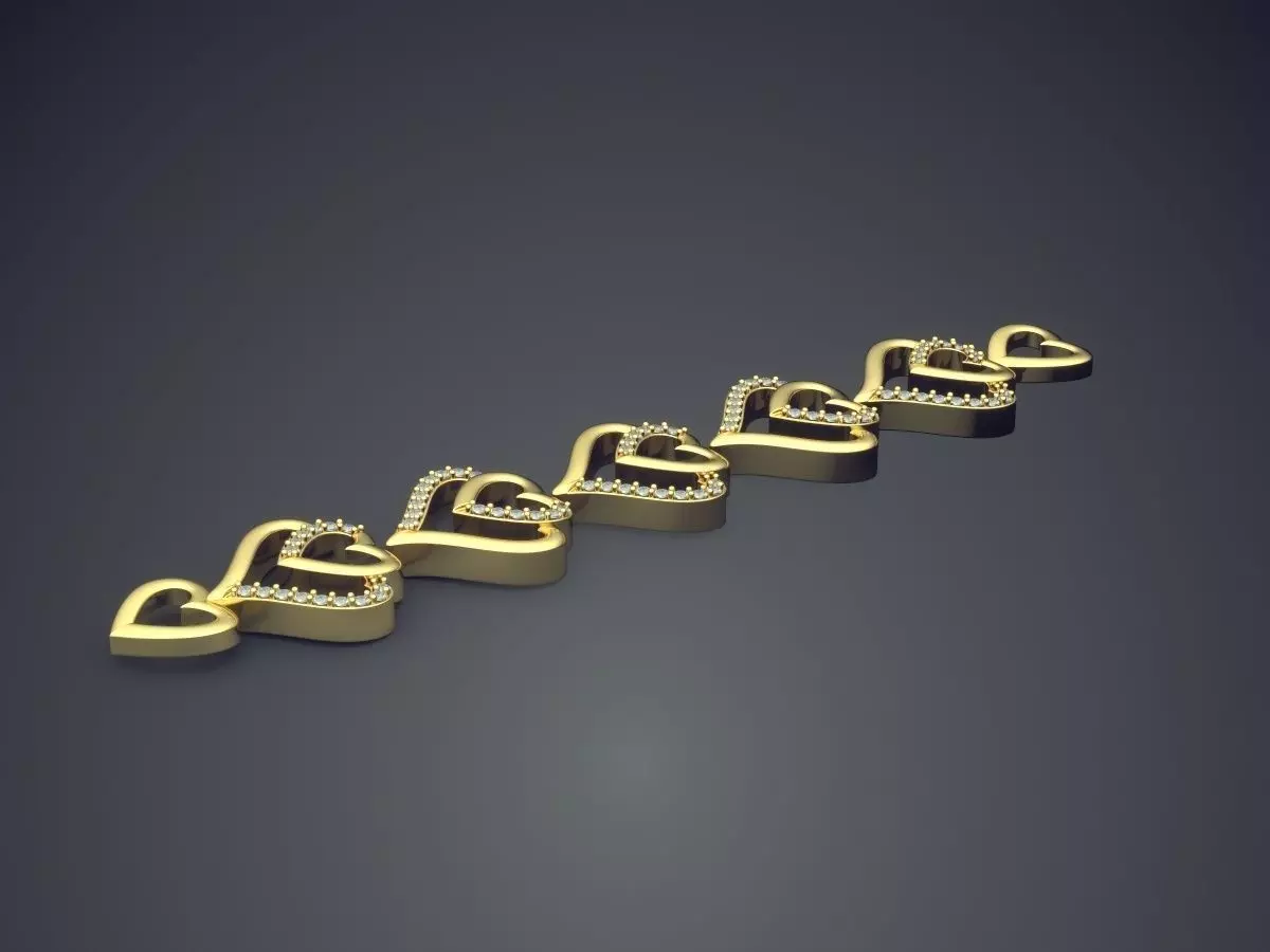 Bracelet Made From Ornaments Shaped Like Hearts CAD 5088 3D print model_0