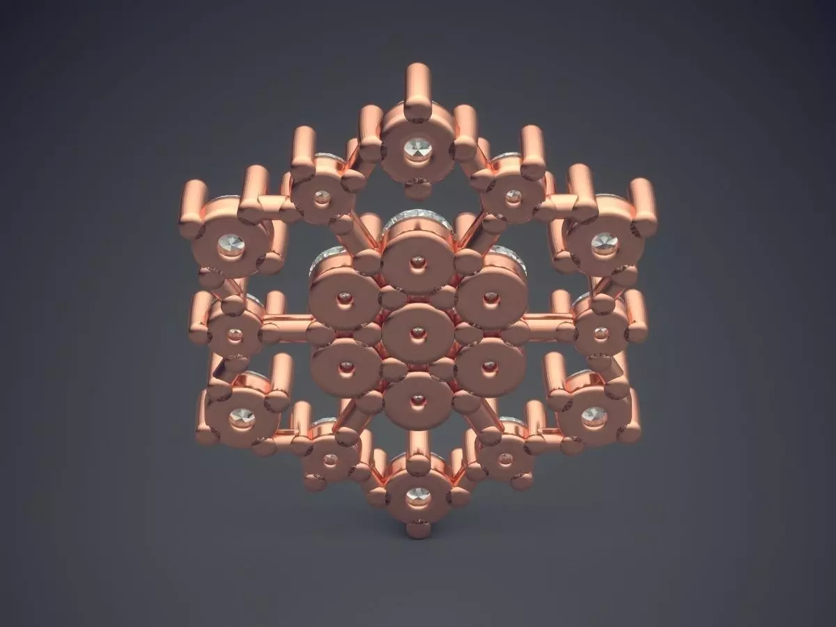 Very Detailed Brooch With Small Diamonds CAD 5076 3D print model_2