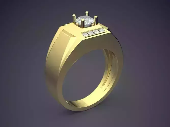 Thick Ring With Small Circle Diamond CAD 5073