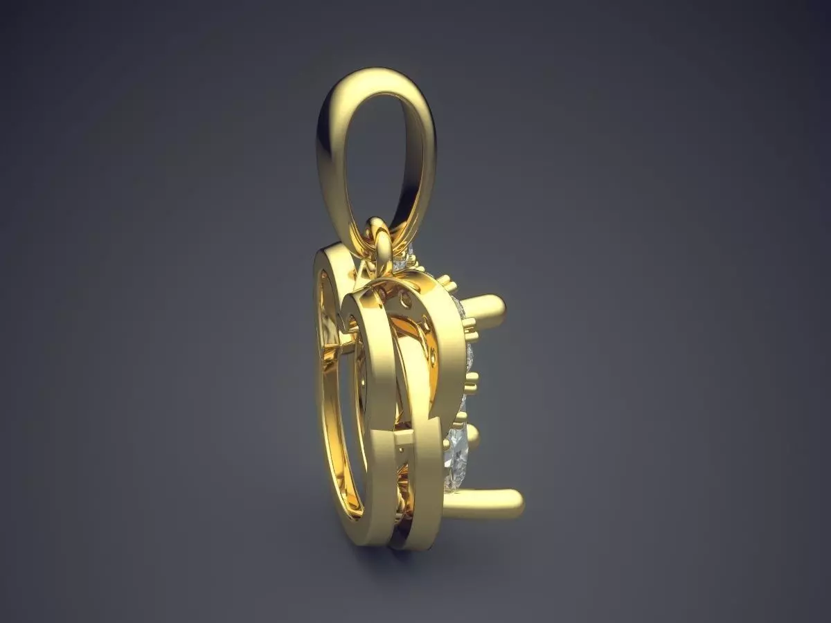 Simple Pendant With Diamonds CAD 5074 3D print model_3