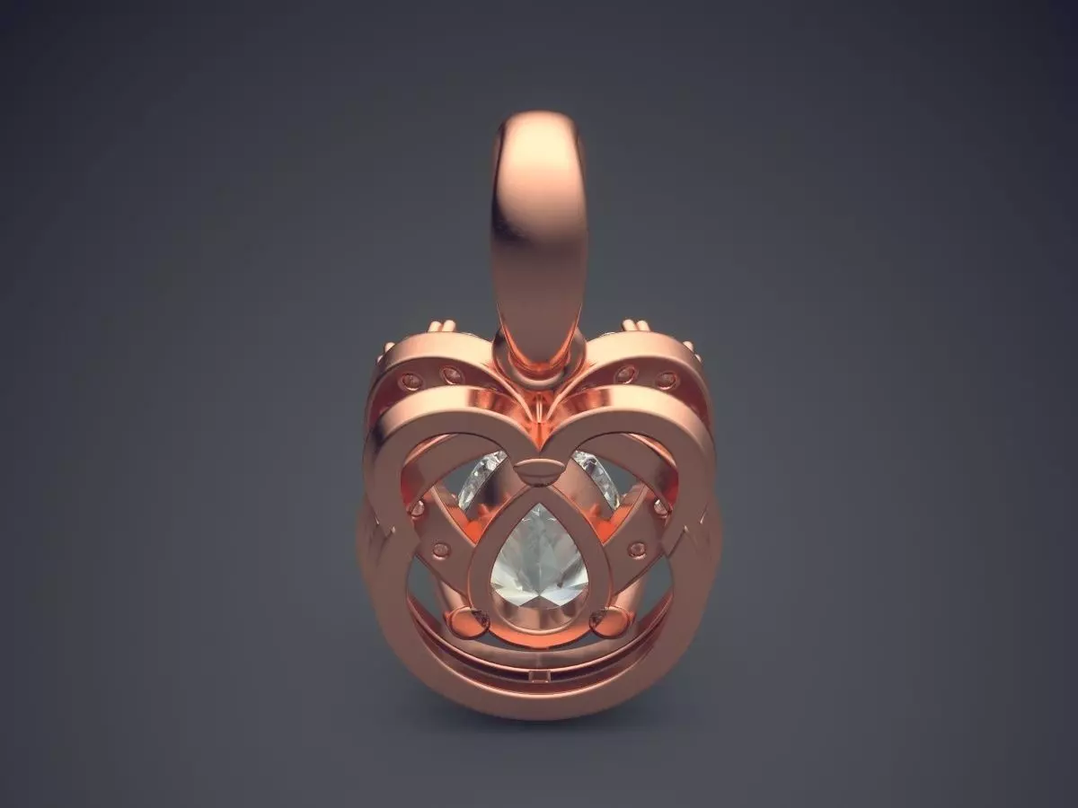 Simple Pendant With Diamonds CAD 5074 3D print model_2