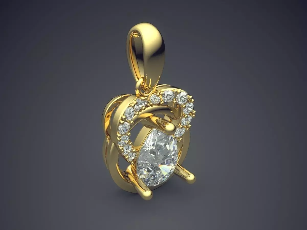 Simple Pendant With Diamonds CAD 5074 3D print model_0