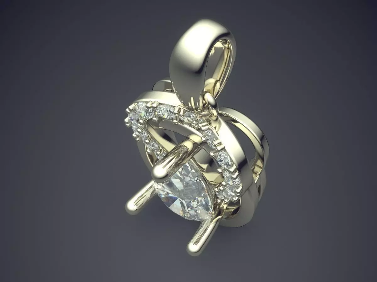 Simple Pendant With Diamonds CAD 5074 3D print model_1