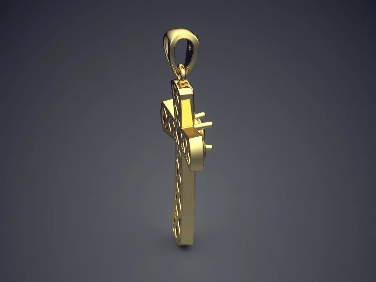 Simple Cross Pendant CAD 5070 3D print model_3