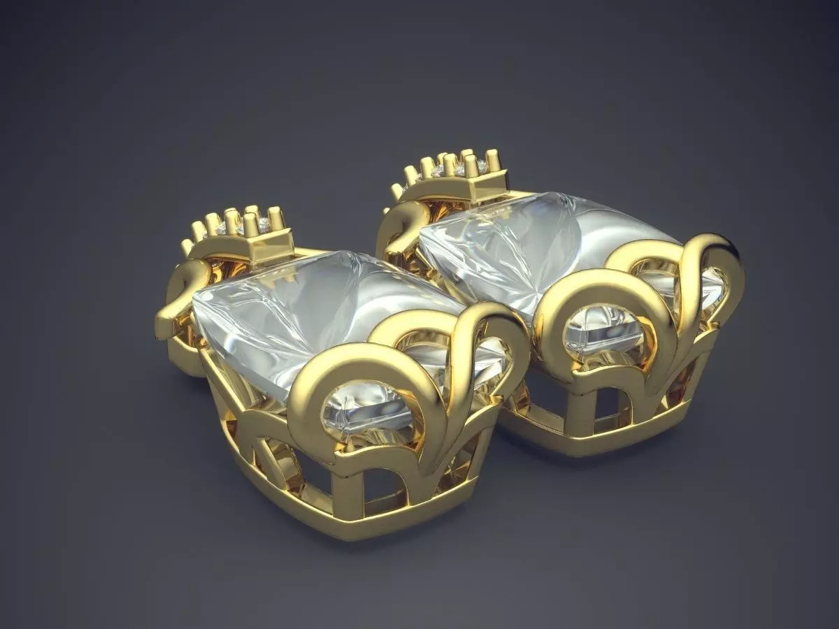 Brooches With Square Big Diamonds CAD 5061 3D print model_0