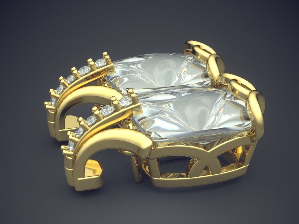 Brooches With Square Big Diamonds CAD 5061 3D print model_3