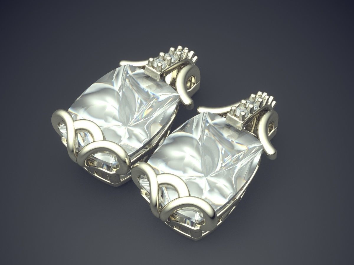 Brooches With Square Big Diamonds CAD 5061 3D print model_1