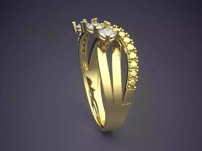 Interesting And Unique Ring With Three Diamonds CAD 5058